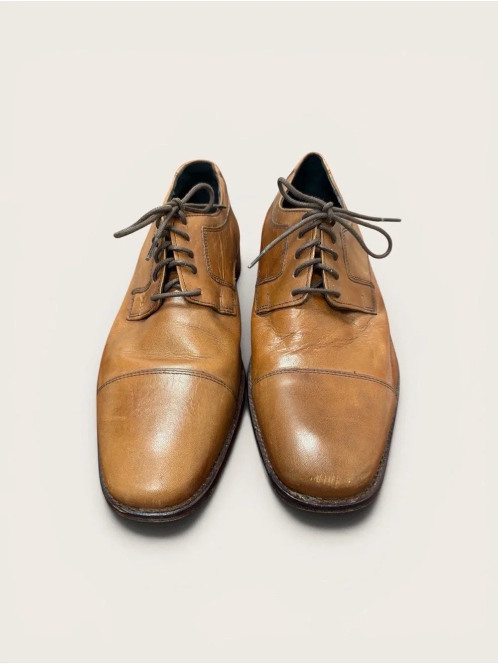 Johnston & Murphy Classic Men's Tan Leather Cap-Toe Derby Shoes